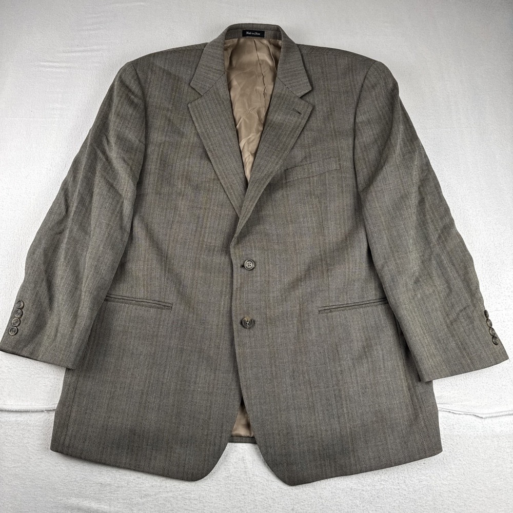Lauren Ralph Lauren Mens Brown Gray Herringbone Sport Coat 46R Wool